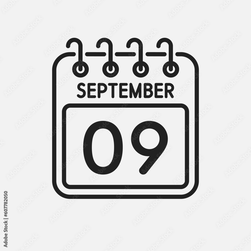 Icon page calendar day - 9 September Icon page calendar day - 9 September