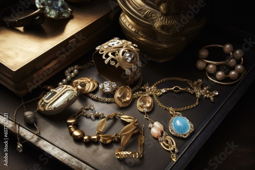 vintage jewelry, with classic and timeless pieces, is making a comeback, created with generative ai