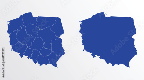 Poland map vector illustration. blue color on white background