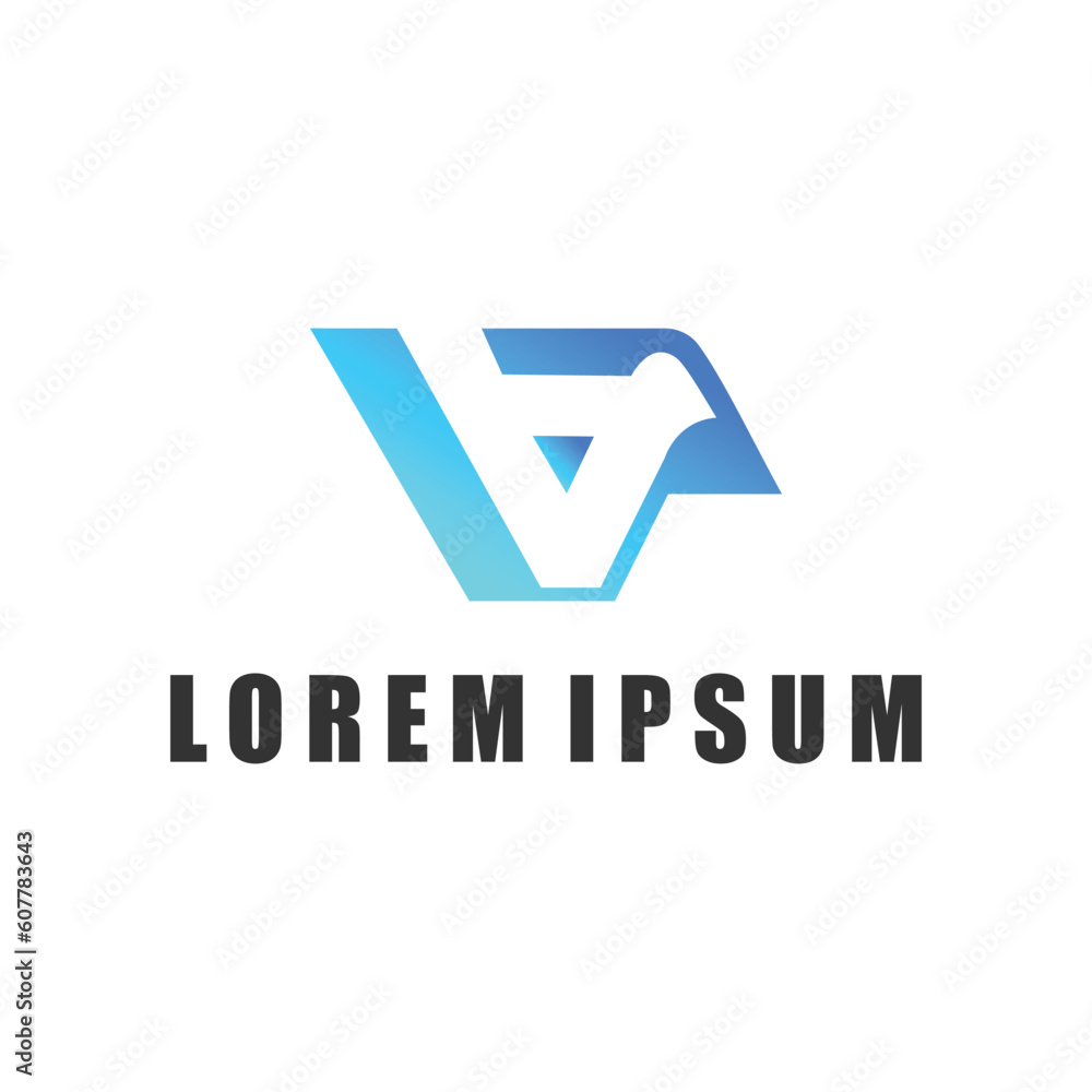 Vector v blue letter origami logo, 3d icon for company. Use for identity, va,flat Vector v blue letter origami logo, 3d icon for company. Use for identity, va,flat