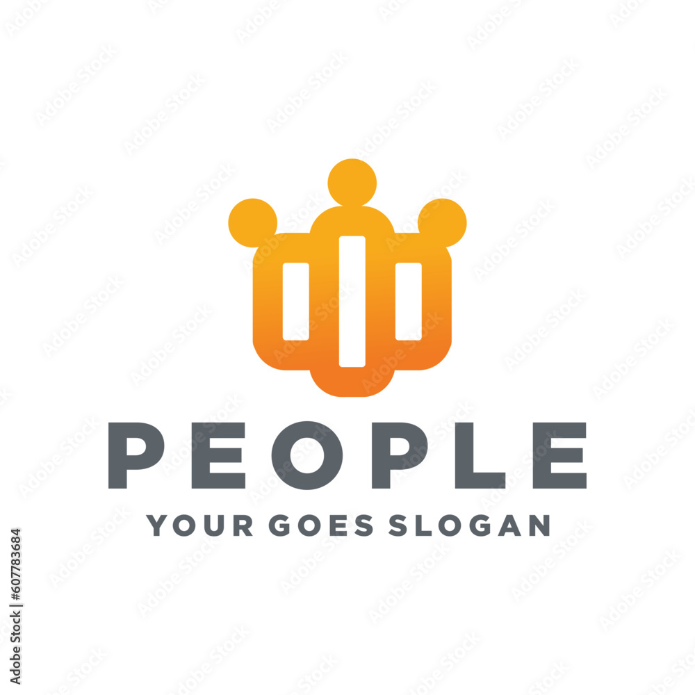 Vector men group logo, human, family, teamwork icon. Community, people sign in modern style. Colorful, 3 person Vector men group logo, human, family, teamwork icon. Community, people sign in modern style. Colorful, 3 person
