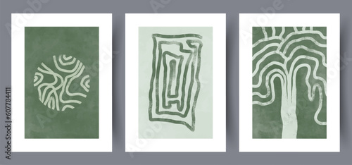Abstract lines artistic ornament wall art print. Printable minimal abstract lines poster. Contemporary decorative background with ornament. Wall artwork for interior design. Bundle, collection.