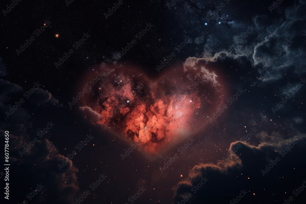 heart-shaped nebula with surrounding stars in the night sky, created with generative ai heart-shaped nebula with surrounding stars in the night sky, created with generative ai