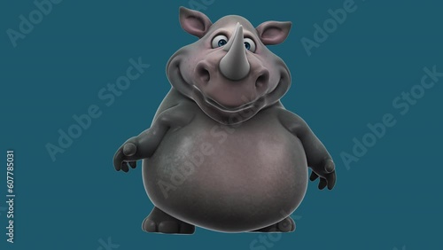 Fun 3D cartoon rhino talking (with alpha channel included)