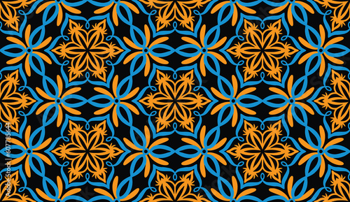 Geometric ethnic pattern seamless flower color. seamless pattern. Design for fabric,curtain,background,carpet,wallpaper,clothing,wrapping,Batik,mandalas,fabric,Vector illustration. pattern style. © Nareumon