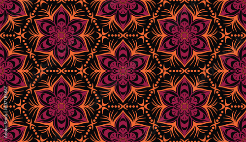 Geometric ethnic pattern seamless flower color. seamless pattern. Design for fabric,curtain,background,carpet,wallpaper,clothing,wrapping,Batik,mandalas,fabric,Vector illustration. pattern style.