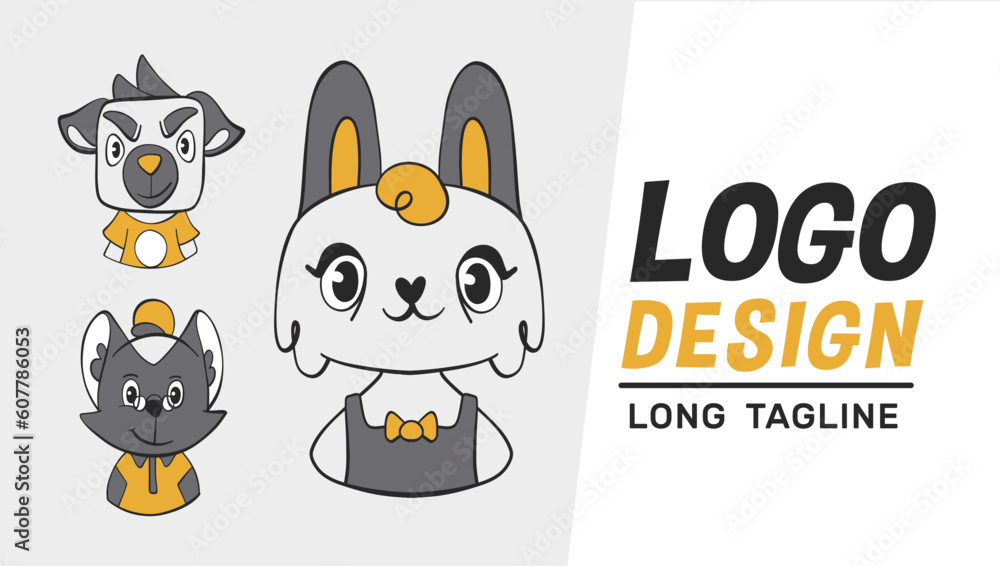 Vector versions of the logo in cartoon style: rabbit, dog and cat. Vector versions of the logo in cartoon style: rabbit, dog and cat.