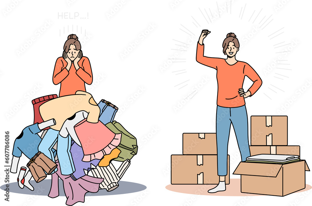 Tiding up and packing concept Tiding up and packing concept