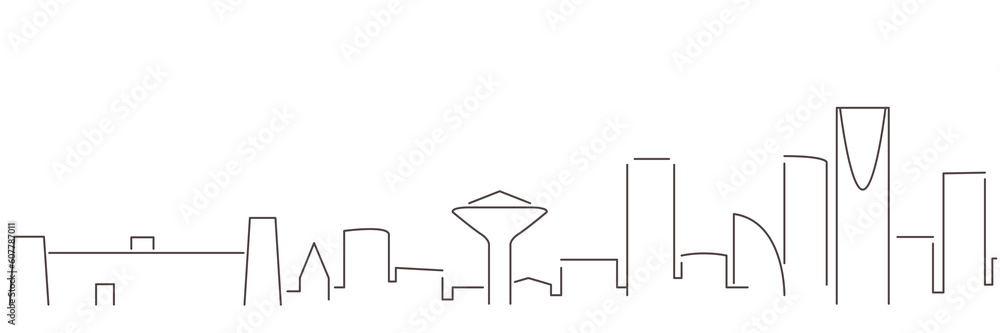 Riyadh Dark Line Simple Minimalist Skyline With White Background