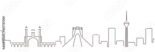 Tehran Dark Line Simple Minimalist Skyline With White Background