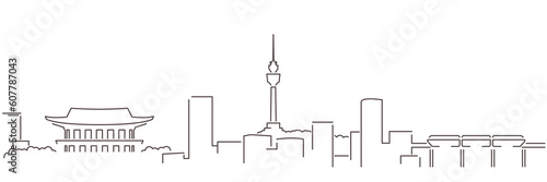 Daegu Dark Line Simple Minimalist Skyline With White Background
