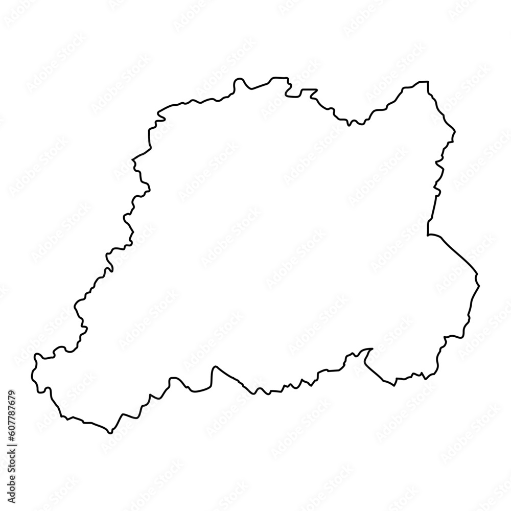 Pcinja district map, administrative district of Serbia. Vector illustration.