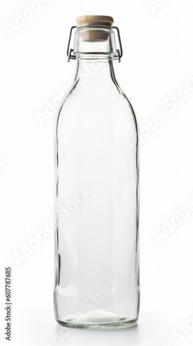 empty glass bottle isolated on white background. generative ai