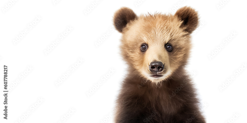 Fototapeta premium Cute baby bear isolated on a white background. Generative AI