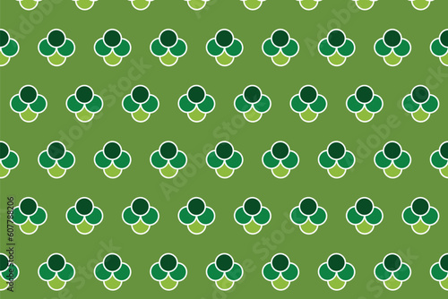 simple modern abstract seamlees circle lite and deep green colour flower pattern