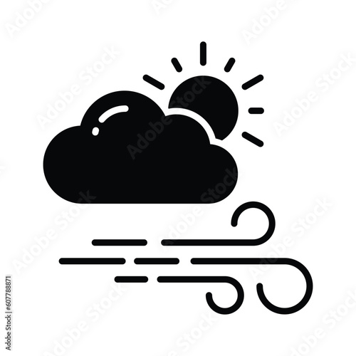 Sun with clouds denoting concept vector of weather in trendy style, premium icon