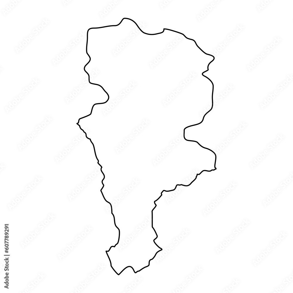 Prizren district map, administrative district of Serbia. Vector illustration.