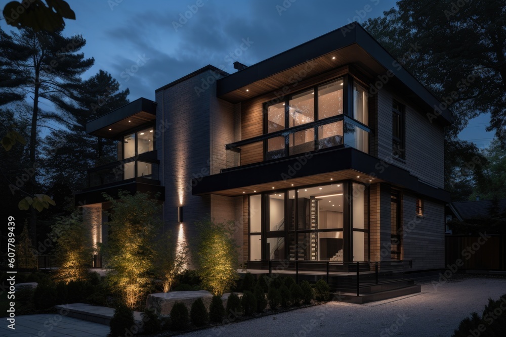 Fototapeta premium smart home with automated lighting and climate control, powered by artificial intelligence, created with generative ai