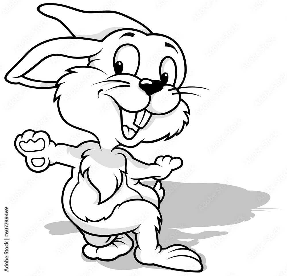 Drawing of an Adorable Bunny Dancing on the Ground Drawing of an Adorable Bunny Dancing on the Ground