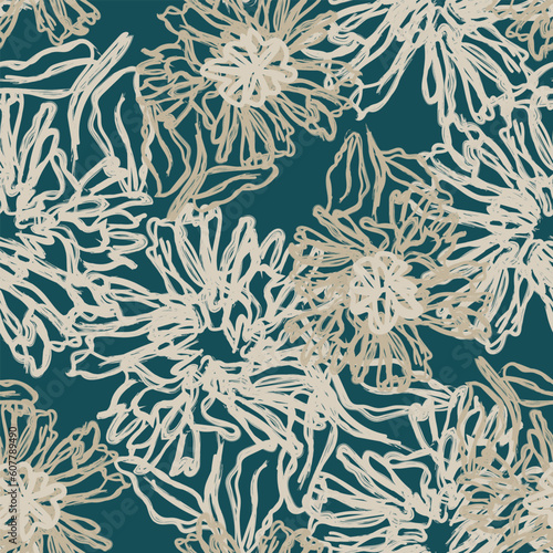 Green Abstract Floral Seamless Pattern Design