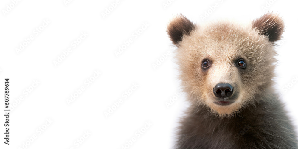 Cute baby bear isolated on a white background. Generative AI