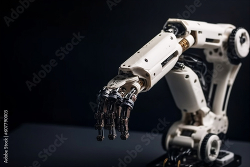 Robotic arm, mechanical hand, industrial robot manipulator concept. AI generated