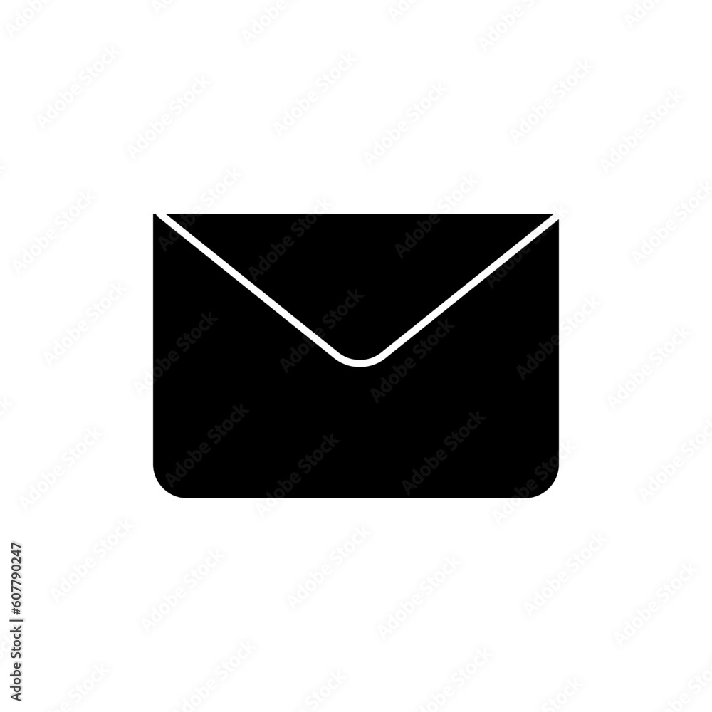 Vector black icon for business card. Mail. Envelope.