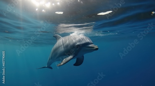 Dolphin swimming in the sea HD 8K wallpaper Stock Photography Photo Image © Ahmad