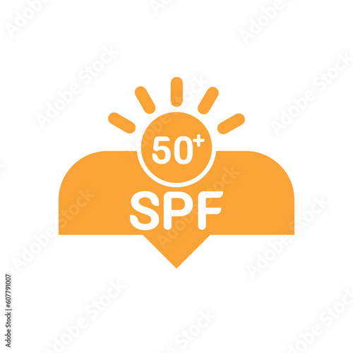 SPF 50 icon. UV protection. Sun protection for skin.