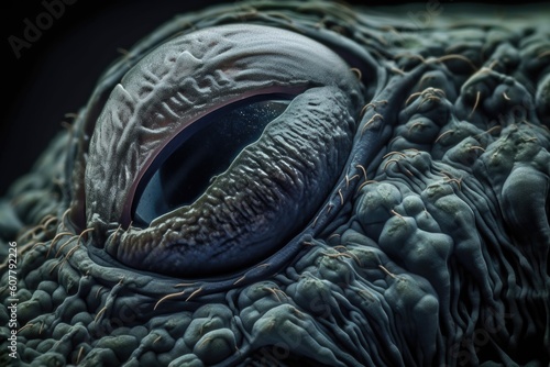 close-up of alien life form, with its unique features visible, created with generative ai