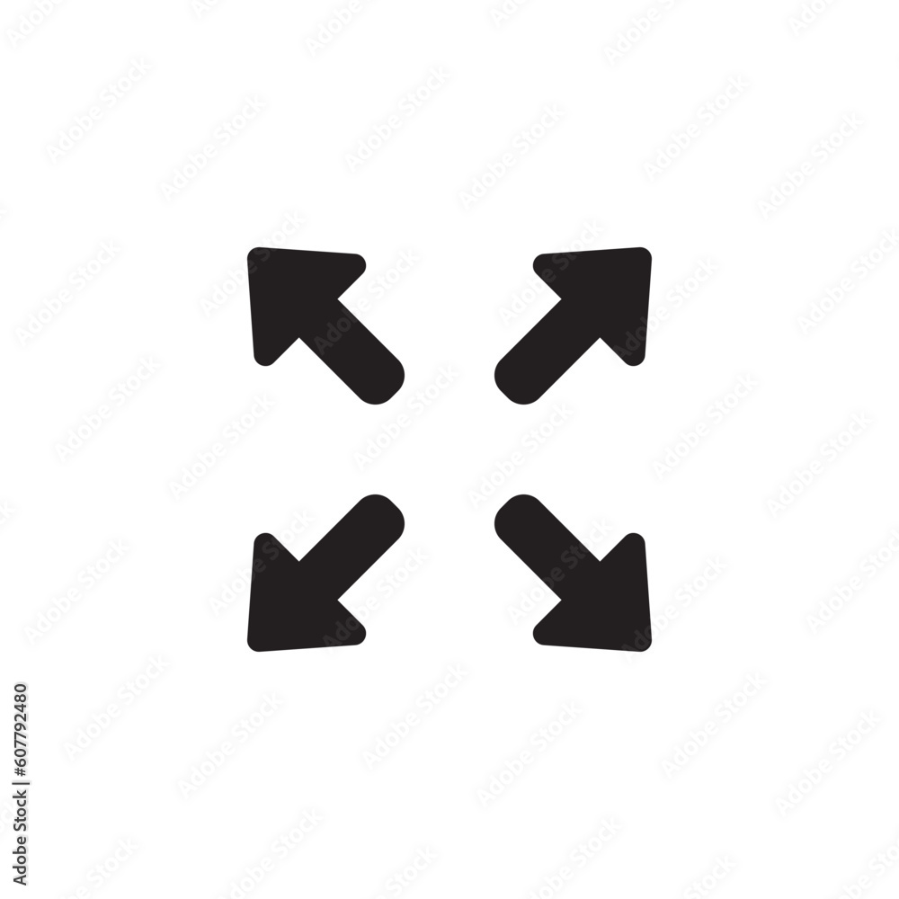 Arrow radial spread vector. Circle dilation sign Arrow radial spread vector. Circle dilation sign
