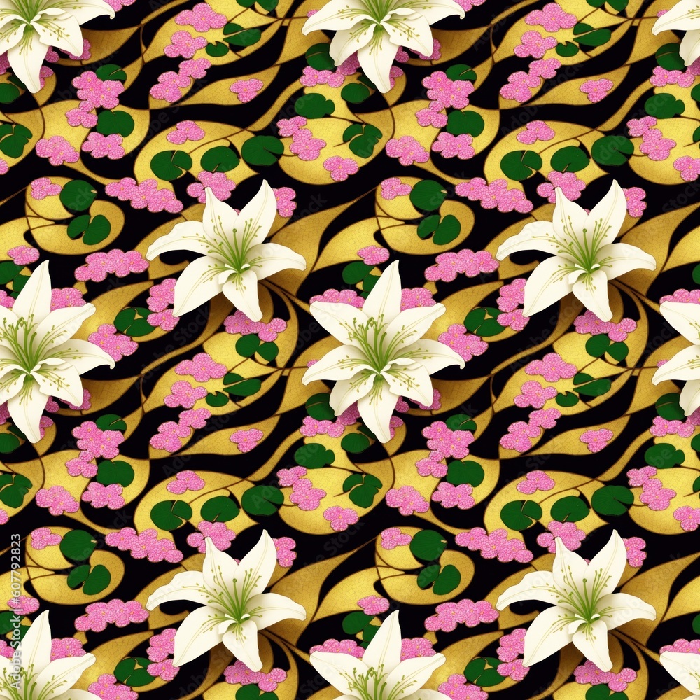 Seamless floral pattern, tileable, Generative AI Seamless floral pattern, tileable, Generative AI