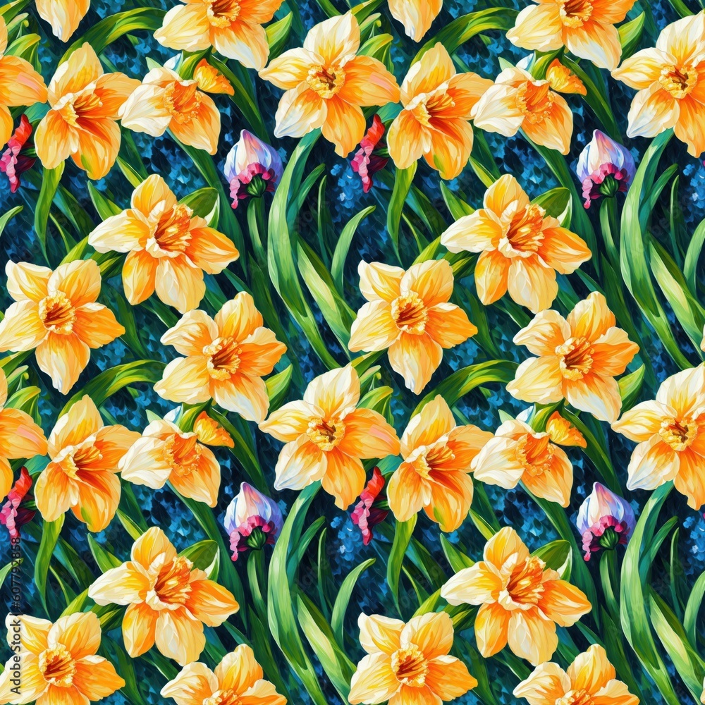 Seamless floral pattern, tileable, Generative AI Seamless floral pattern, tileable, Generative AI