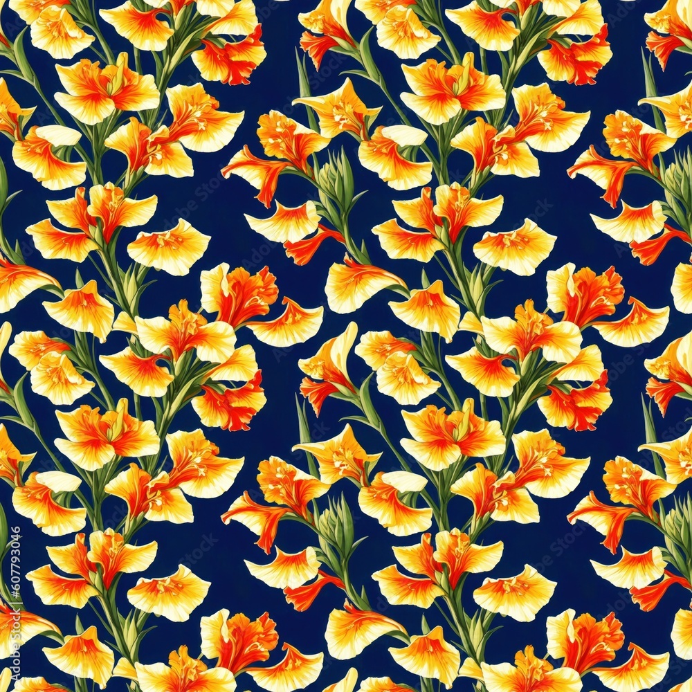 Seamless floral pattern, tileable, Generative AI Seamless floral pattern, tileable, Generative AI
