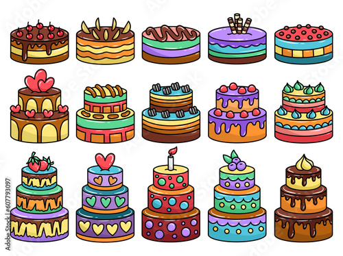 Hand drawn Birthday Cake Clipart Illustration
