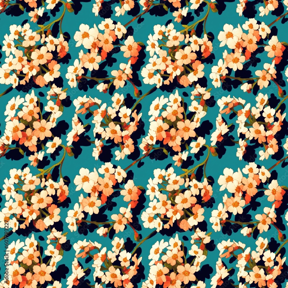 Seamless floral pattern, tileable, Generative AI Seamless floral pattern, tileable, Generative AI