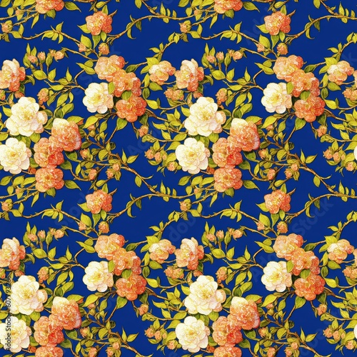 Seamless floral pattern, tileable, Generative AI