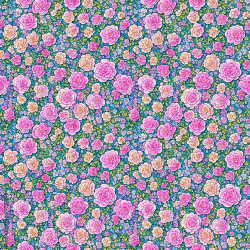 Seamless floral pattern, tileable, Generative AI
