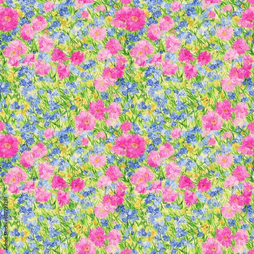 Seamless floral pattern, tileable, Generative AI