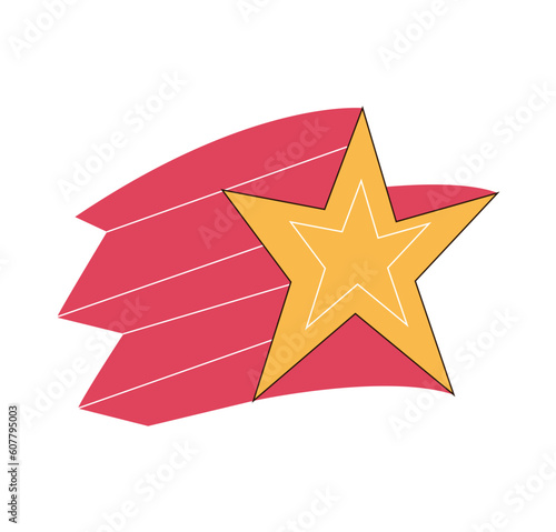 Falling star funky retro vector illustration in the 70s style. 