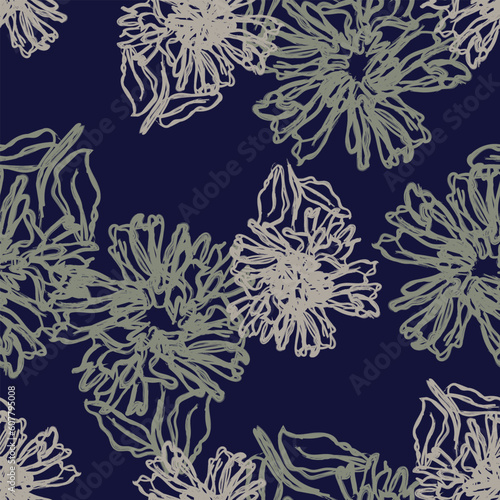 Neutral Colour Abstract Floral Seamless Pattern Design