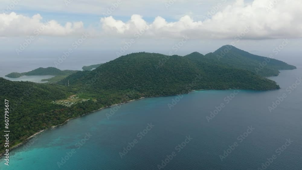 Aerial view of coast of the island of Weh with bays and lagoons. Tropical landscape. Aceh, Indonesia. Aerial view of coast of the island of Weh with bays and lagoons. Tropical landscape. Aceh, Indonesia.