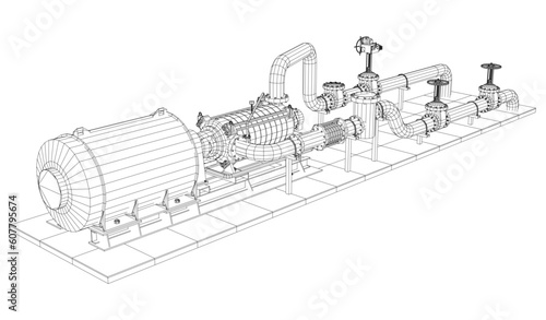 Vector illustration of pumping unit oil industry. Created illustration of 3d.