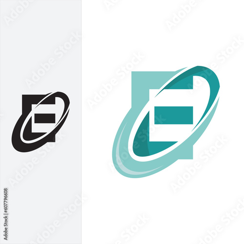 ellipse E lettermark logo design vector template sign icon. solid and stylish silhouette.
