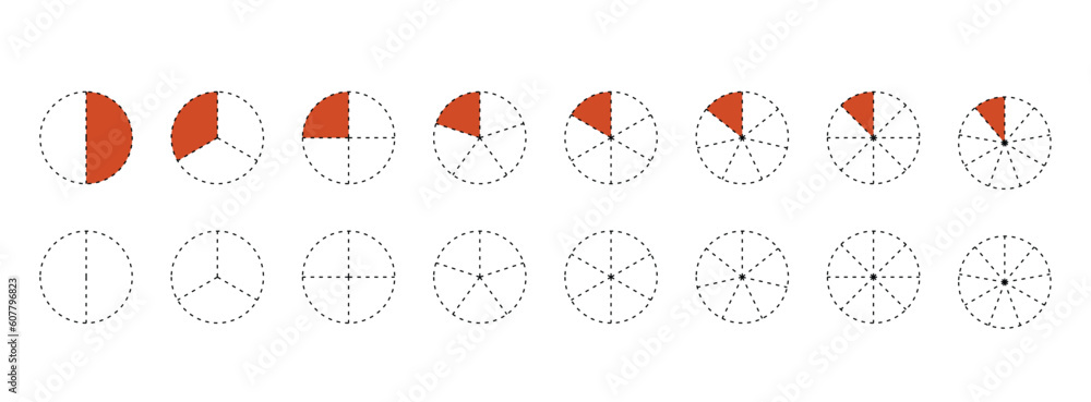 Naklejka premium Pie chart set. Colorful diagram collection