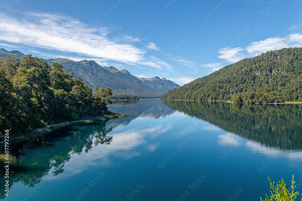 Lago Correntoso, a hidden gem in Argentina, charms with its clear waters and the soothing sound of its gentle current
