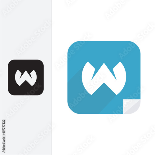 letter W icon design template sign. solid color style.
