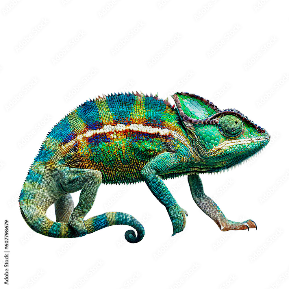 Obraz premium Chameleon on a white background. Generative Ai 