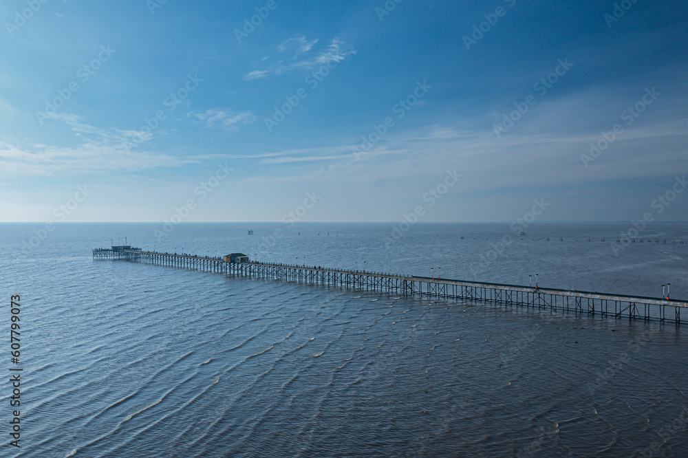 Aerial view of a dock in the Rio de la Plata on the Quilmes waterfront.