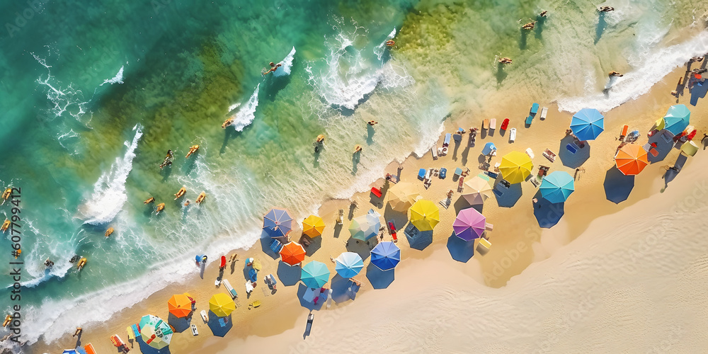 Aerial Symphony: Vibrant Beachscape in a Stunning 8K Top-Down View Aerial Symphony: Vibrant Beachscape in a Stunning 8K Top-Down View